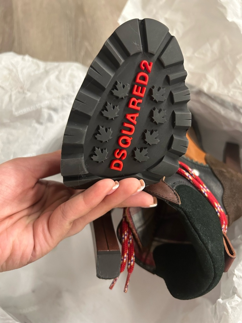 DSQUARED2 Brown, Tan and Black Lace-Up Chunky Hiker Boots - Picture 2 of 5